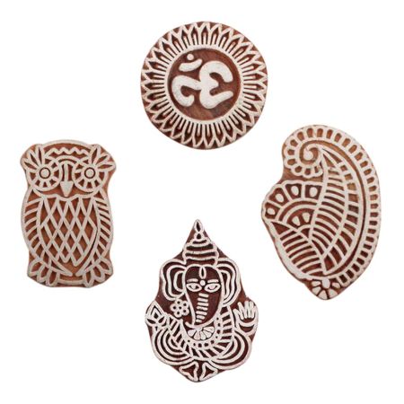 Set of 4 Piece New Mix Wooden Printing Block